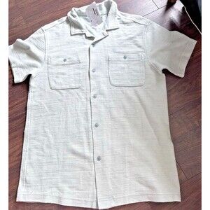 Frye men's Textured short sleeve knit  Button Down shirt Abyss Sage green S
